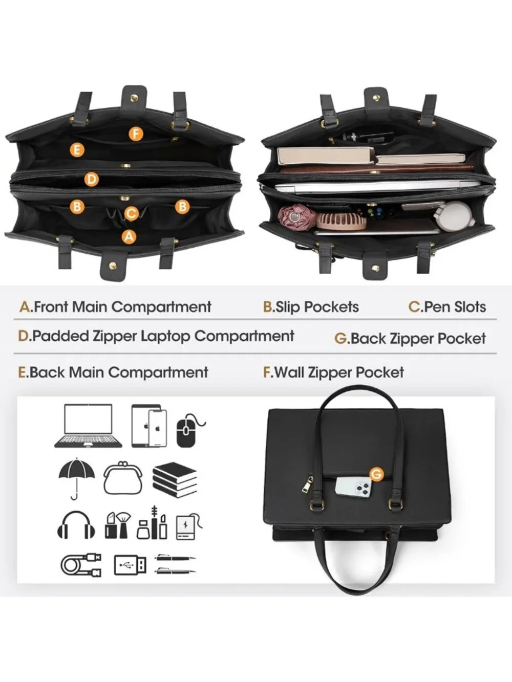Stylish Waterproof Laptop Tote Bag for 15.6